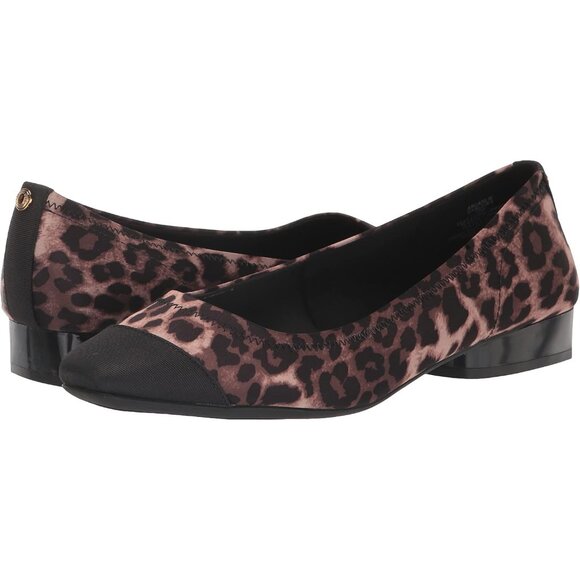 Anne Klein Womens Leopard LeatherClosed Pointed ToePull-On Carlie Ballet Flat - Picture 7 of 8